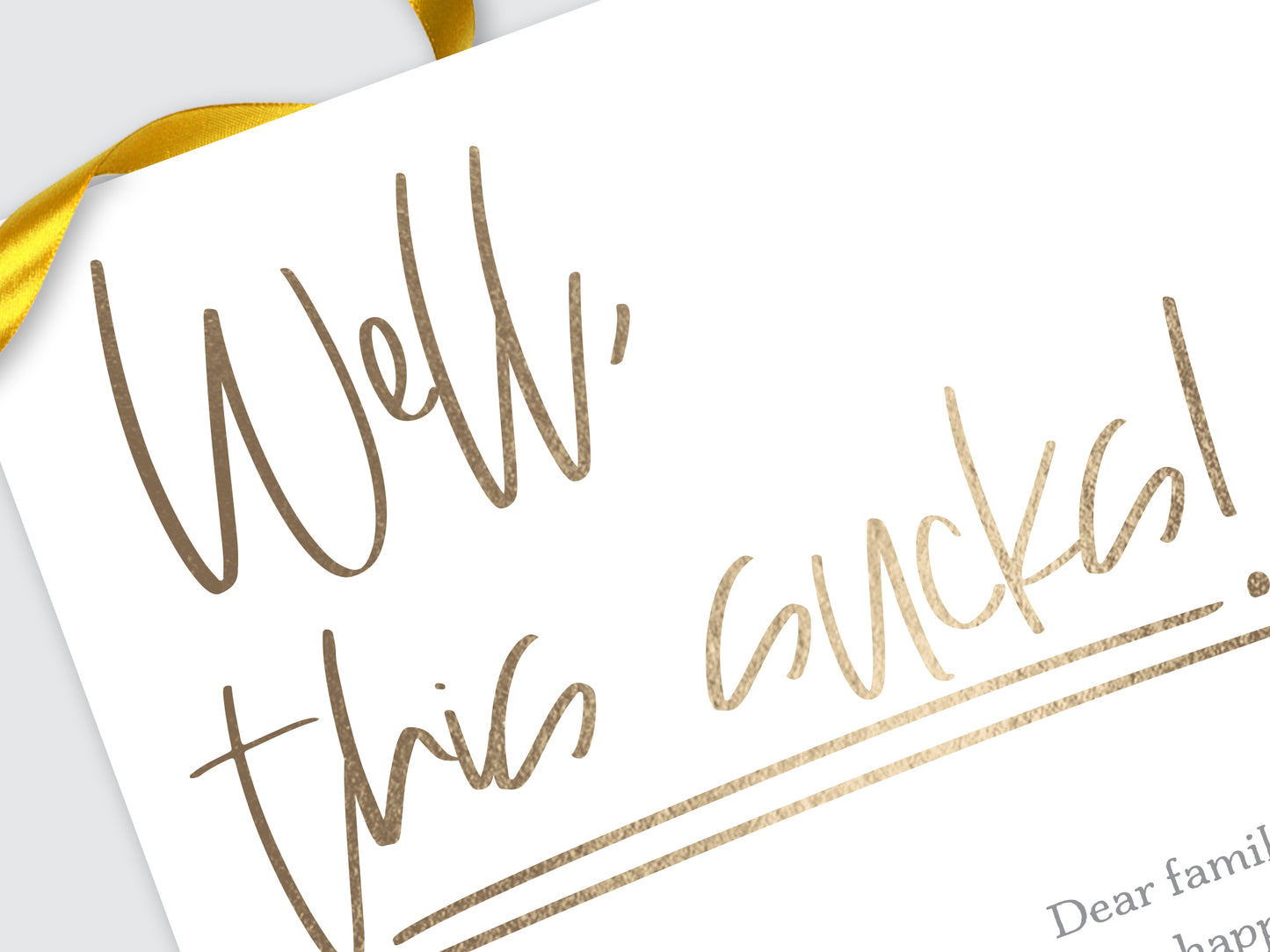 This sucks! FAUX FOIL Wedding Card, Postponed Invitation | Digital Card